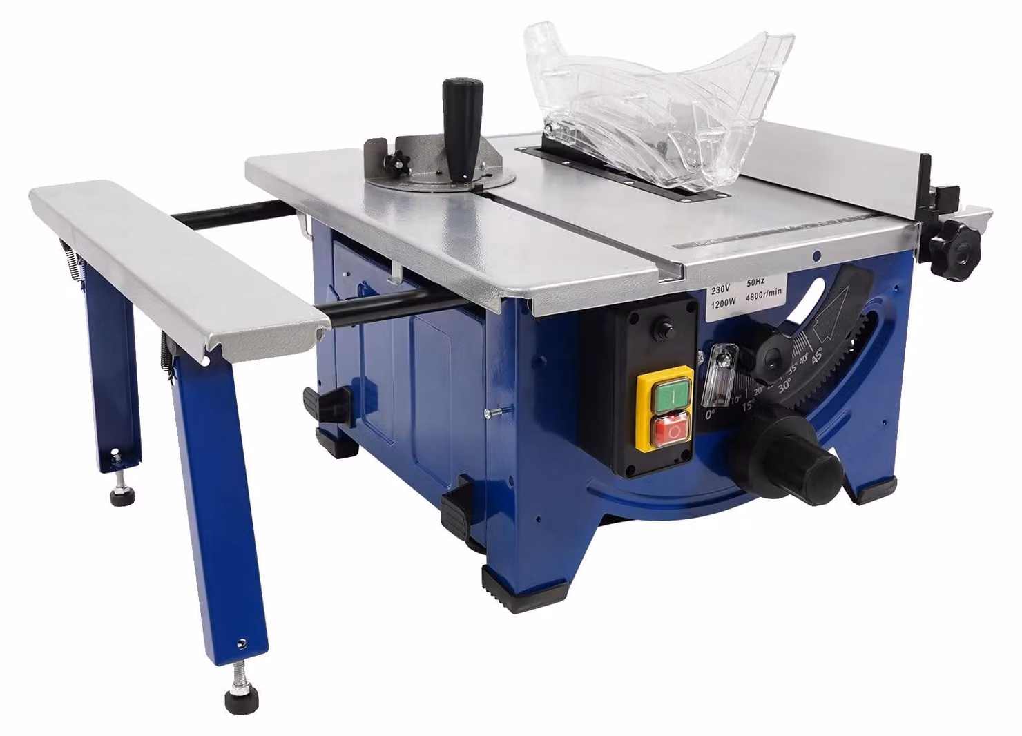 Seghetto circolare, potenza 1200W, tensione 230V, velocità 4800 giri/min, profondità di taglio massima 45mm, lama da sega a 24 denti inclusa