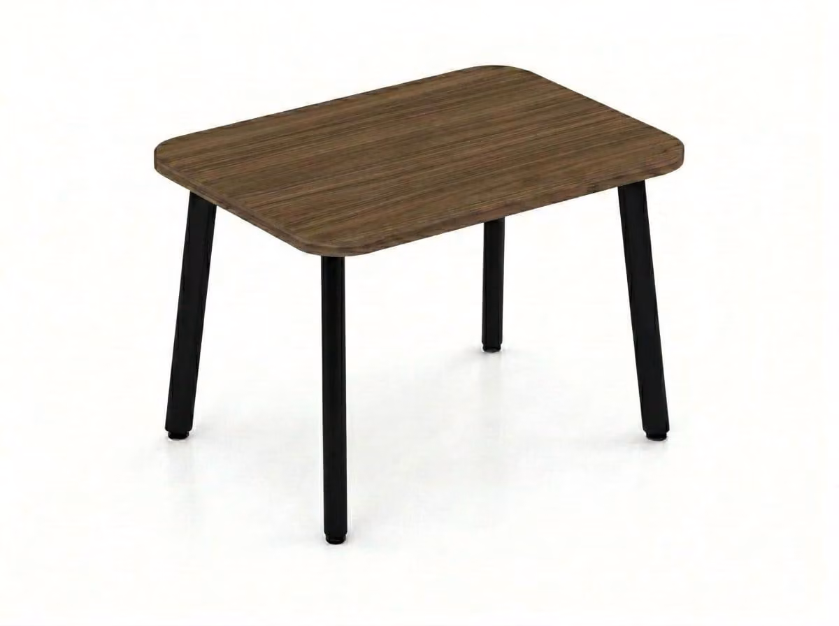 Tavolino da soggiorno moderno, aspetto legno, colore marrone, con gambe robuste