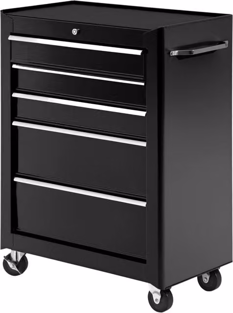 Cassettiera con 5 cassetti Zephmum in acciaio nero con ruote e serratura L 60 cm x P 40 cm x H 80 cm