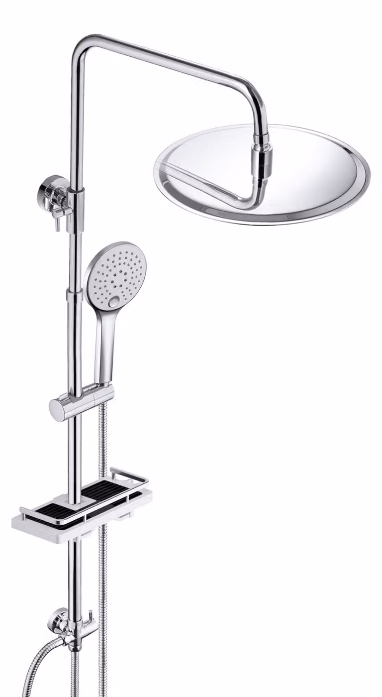 Set doccia in acciaio inossidabile, con soffione a pioggia e doccetta manuale, ripiano doccia da 20 cm, per vasca da bagno
