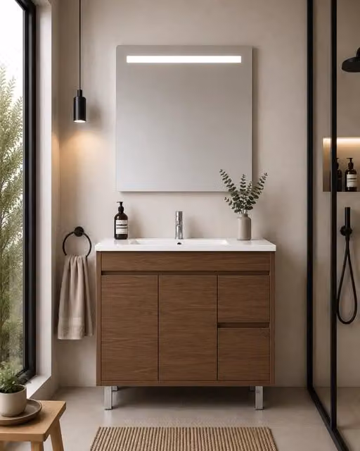Mobile bagno con lavabo ORIGENBATH ISQUIA senza specchio 70x45 cm frassino tea