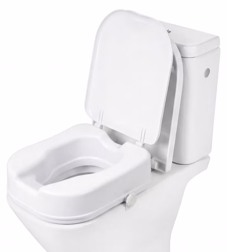 Alza WC da 10 cm - Design quadrato brevettato - Alza WC con coperchio - Sedile del WC rialzato - Adatto ai modelli Roca Square - Ideale per anziani e adulti - Rialzo per WC