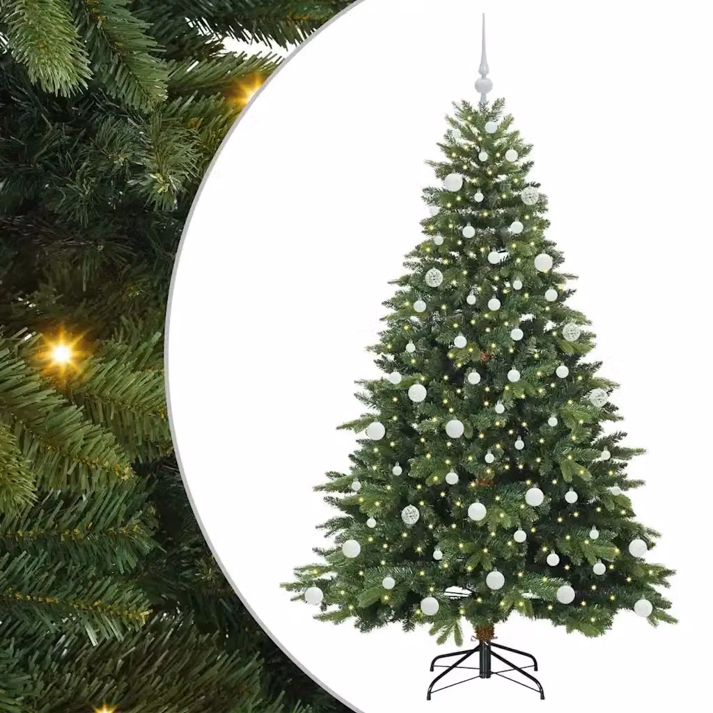 Albero di Natale artificiale vidaXL verde con 300 LED warm white in PE e PVC, Altezza: 180 cm – 2