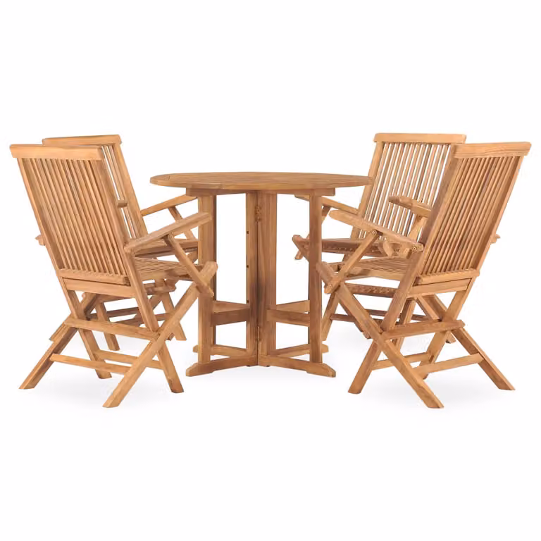 vidaXL set da pranzo da giardino 5 pezzi pieghevole in legno massiccio teak