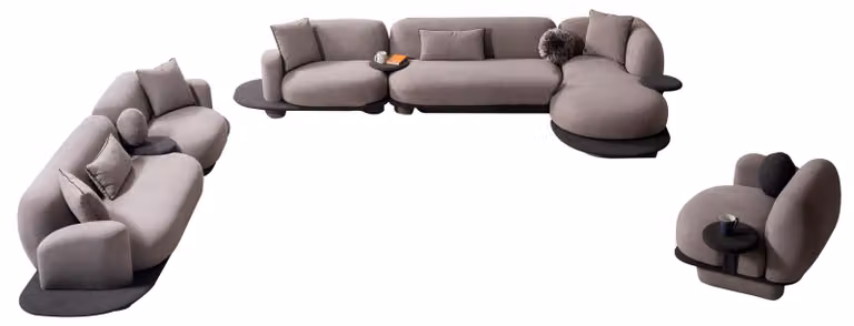 Stilvolles Sofa-Set Designer Dreisitzer Polstersessel L-Form Couch
