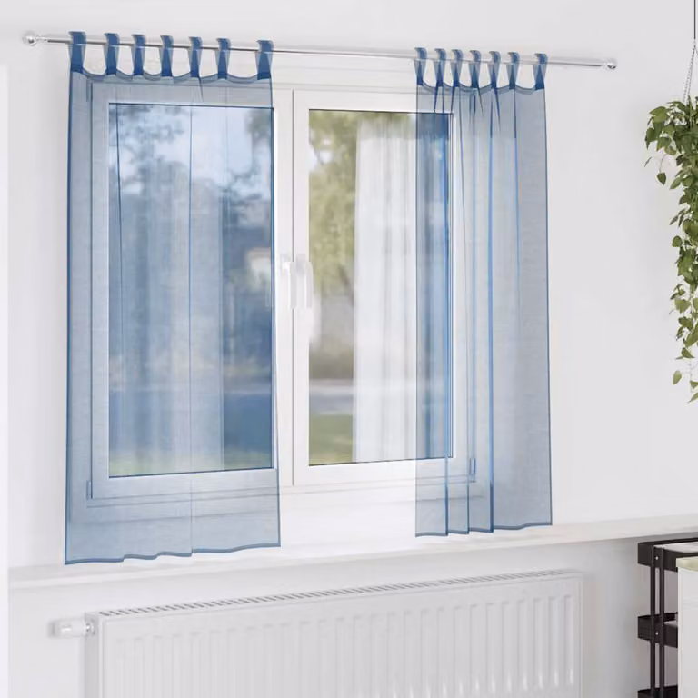Set di 2 tende semitrasparenti in voile vidaXL con passanti, colore blu, L 140 cm x H 140 cm
