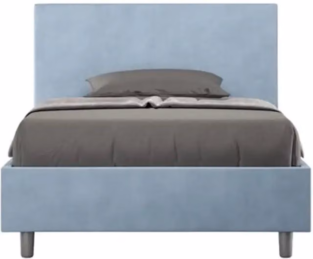 Letto singolo contenitore imbottito Adele Ityhome in microfibra azzurro L: 100 cm, P: 200 cm – 1