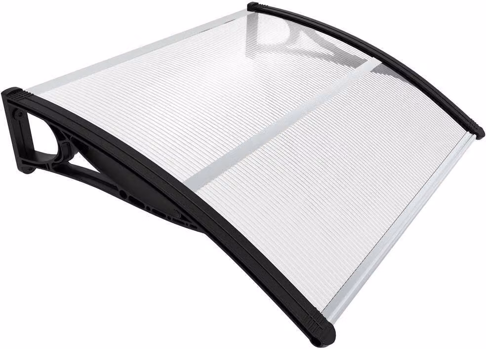 VOUNOT® Tettoia per porta d'ingresso, 100 x 80 cm Tettoia trasparente a volta a padiglione, nera