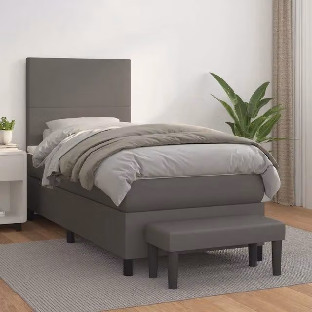 Letto a molle con materasso grigio vidaXL in similpelle e legno L/P/H: 200 x 80 x 128 cm