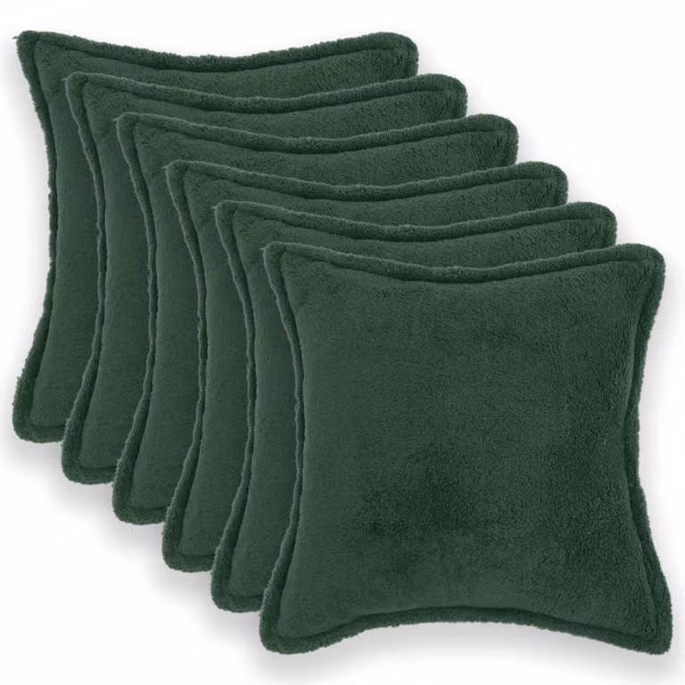 Set di 6 federe vidaXL HOUTEN in tessuto bouclé verde scuro, L 30 cm x P 30 cm