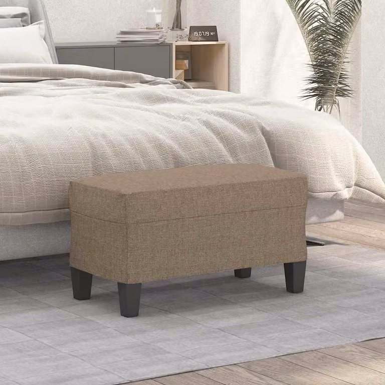 Panca moderna vidaXL in tessuto beige e grigio con struttura in legno L 70 cm x P 35 cm x H 41 cm