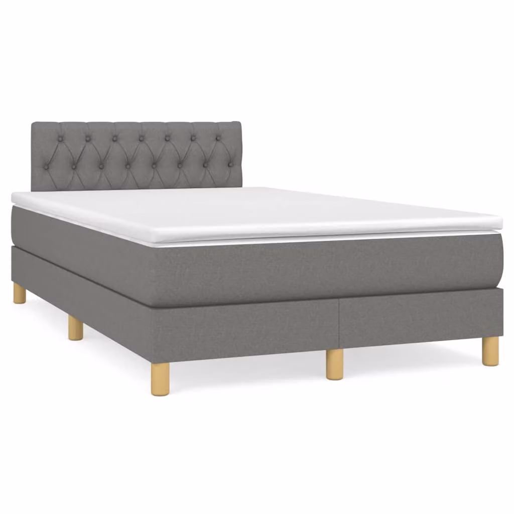 Letto con Materasso a Molle e Illuminazione LED vidaXL in Tessuto Grigio e Bianco L/P/H: 120 x 200 x 88 cm