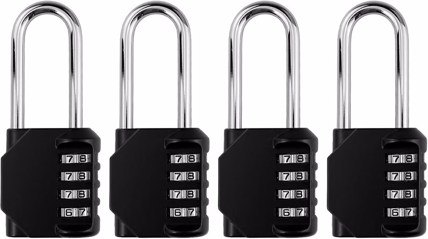 Set di 4 lucchetti a combinazione, a 4 cifre, in lega di zinco, 10 cm, per scatole degli attrezzi
