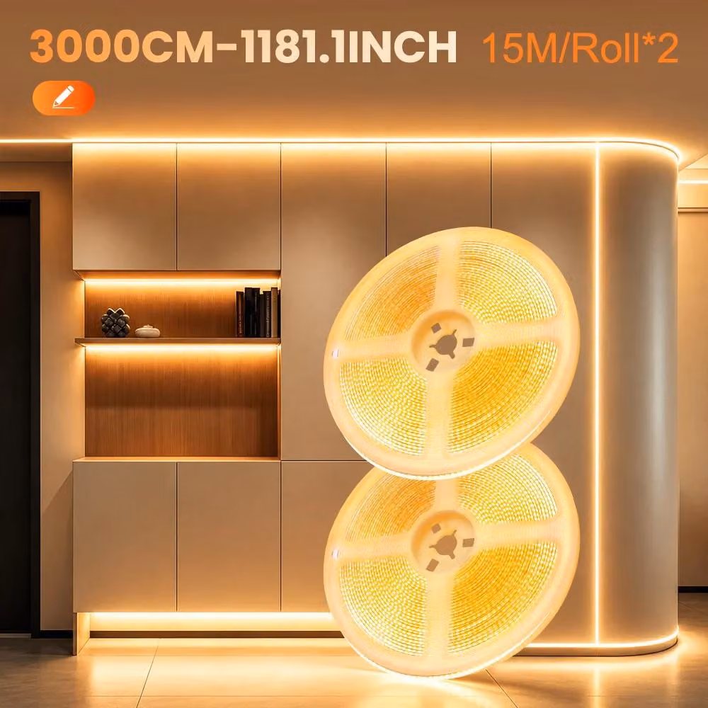 Striscia LED COB - 30 metri - Controllo tramite app - Telecomando - Dimmerabile - Tagliabile - Senza sfarfallio - Bianco caldo