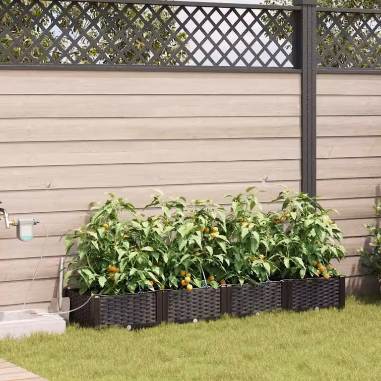 Set di 4 vasi da giardino vidaXL in plastica marrone L: 160 cm, P: 40 cm, H: 22 cm