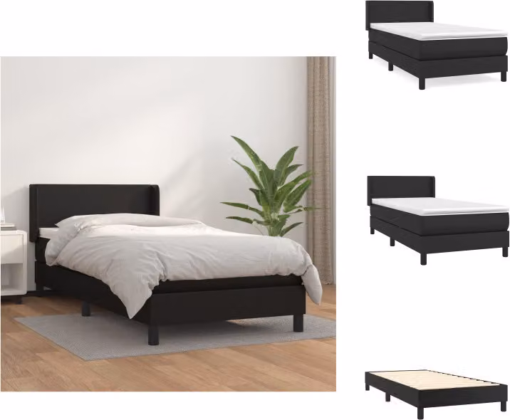 vidaXL Letto a molle con materasso nero 90x200 cm in Pelle finta - Letti e strutture letto