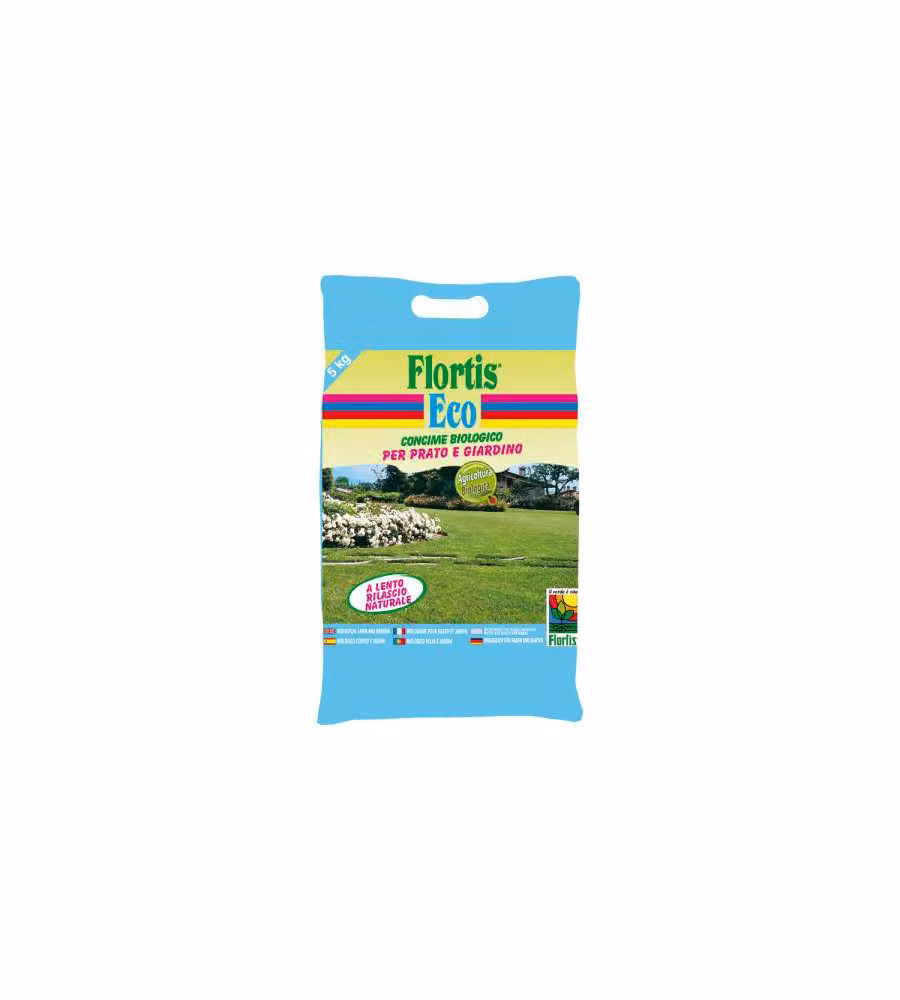 Flortis Concime Organico Azotato 5 kg per Prato e Giardino Verde