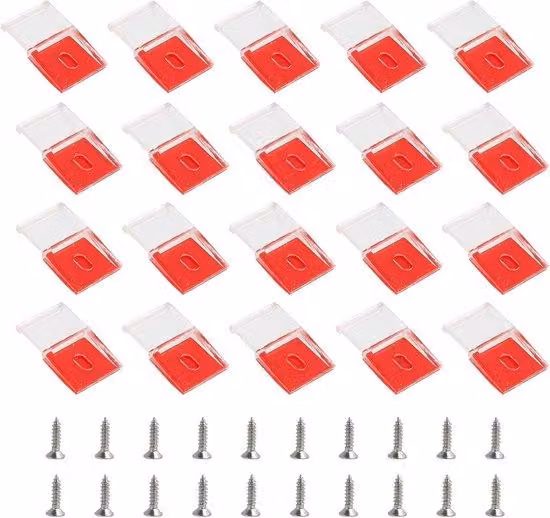 Morsetti di fissaggio per strisce LED, 20 pezzi trasparenti, autoadesivi, con viti; elementi di fissaggio per giunti di strisce LED; staffe di fissaggio per strisce LED larghe 10 mm