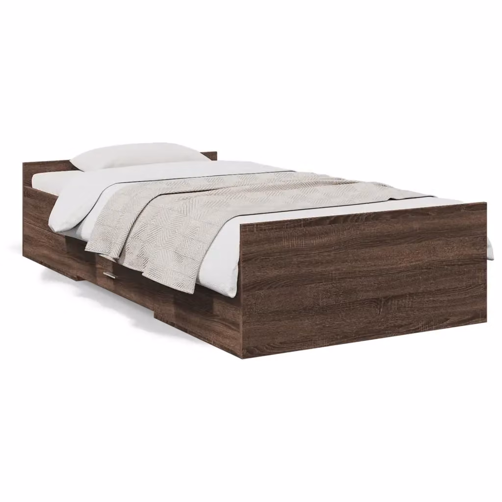 Letto con cassetti moderno vidaXL in legno multistrato color rovere marrone L: 193 cm, P: 78 cm, H: 40 cm – 2