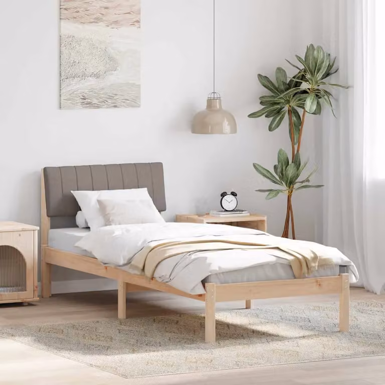 Struttura del letto con testiera vidaXL in legno di pino marrone, stile minimalista, 80 x 190 cm