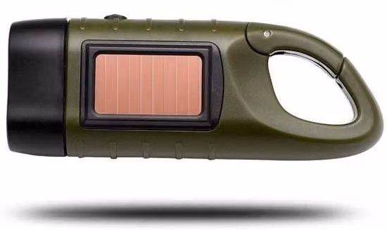Lampada solare di emergenza - Azionamento manuale e energia solare - 3 LED - Portata di 10 m - Per uso esterno e sopravvivenza