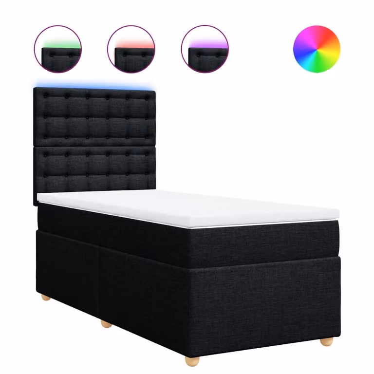 Giroletto a Molle con Materasso Nero 100x200 cm in Tessuto