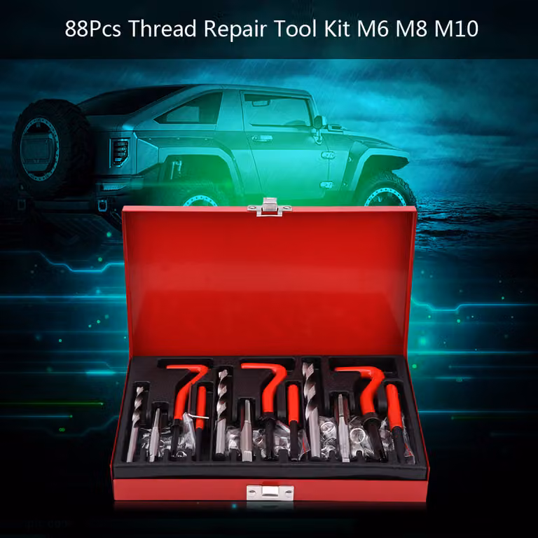 Kit di riparazione della filettatura, strumento di riparazione della filettatura, kit di strumenti di riparazione della filettatura, inserto per trapano a colonna, set di riparazione della filettatura