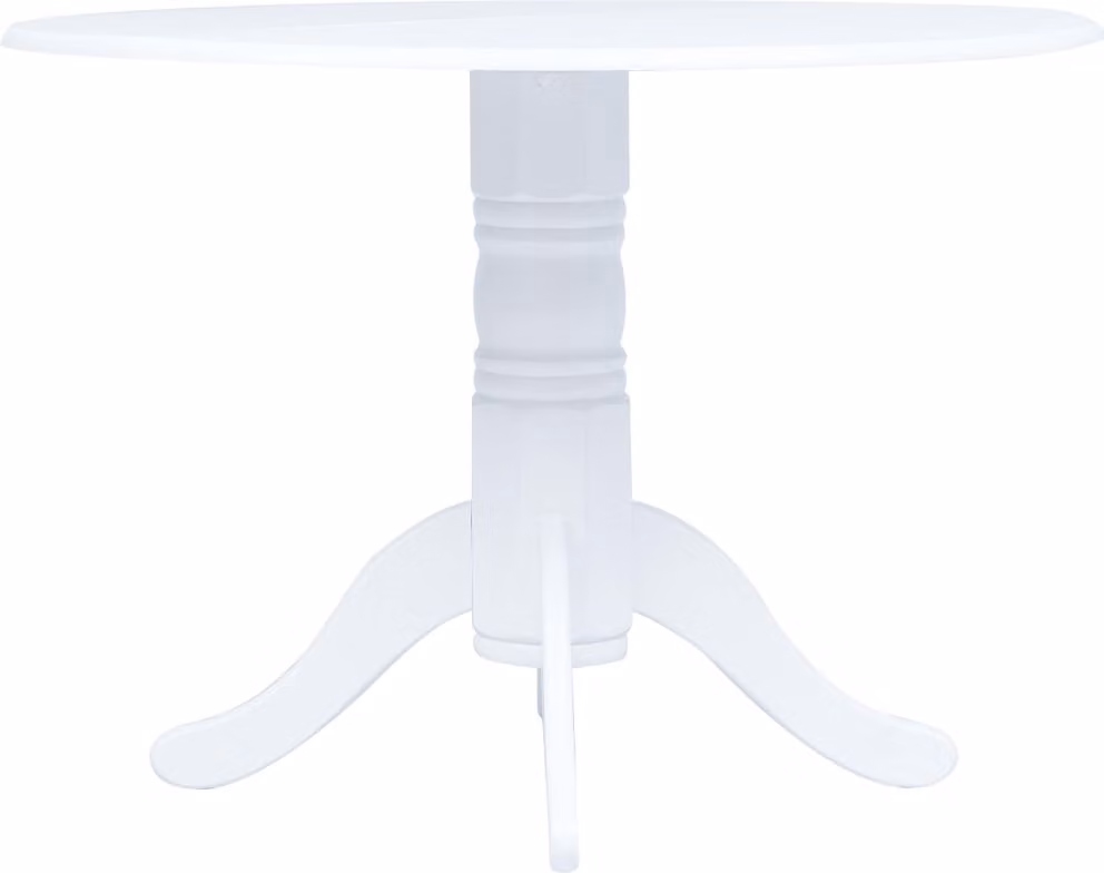 The Living Store Tavolo da pranzo bianco 106 cm in legno massiccio di gomma