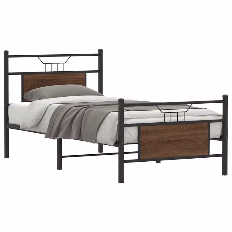 vidaXL Giroletto senza Materasso in Rovere Marrone e Metallo L/P/H: 207 x 80 x 91,5 cm