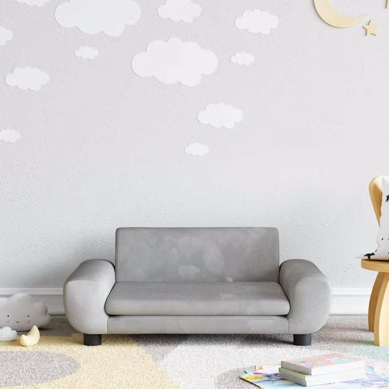 Divano per bambini vidaXL in velluto grigio, L: 70 cm, P: 45 cm, H: 33 cm