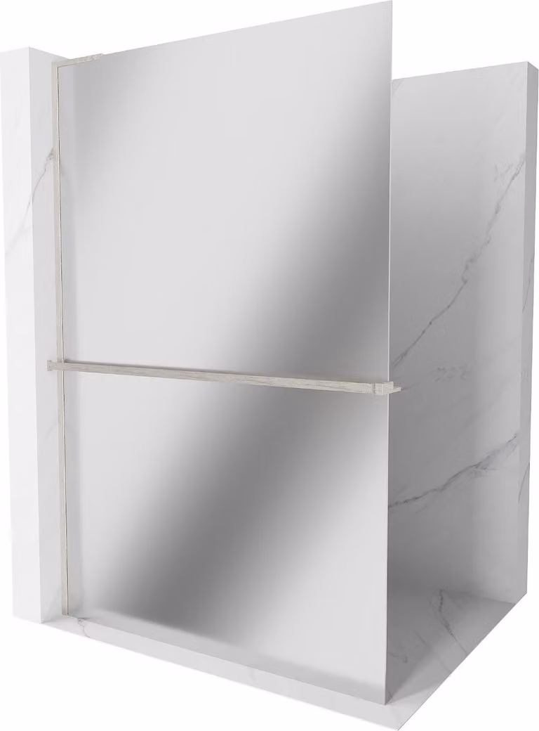 Mexen Kioto+ L pannello doccia con mensola Walk-in 110 x 200 cm, specchio, nichel spazzolato - 800-110-123-97-50