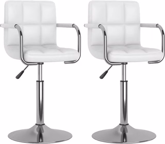 Set di 2 sedie da pranzo girevoli a 360 gradi in similpelle bianca con design moderno per cucina e sala da pranzo