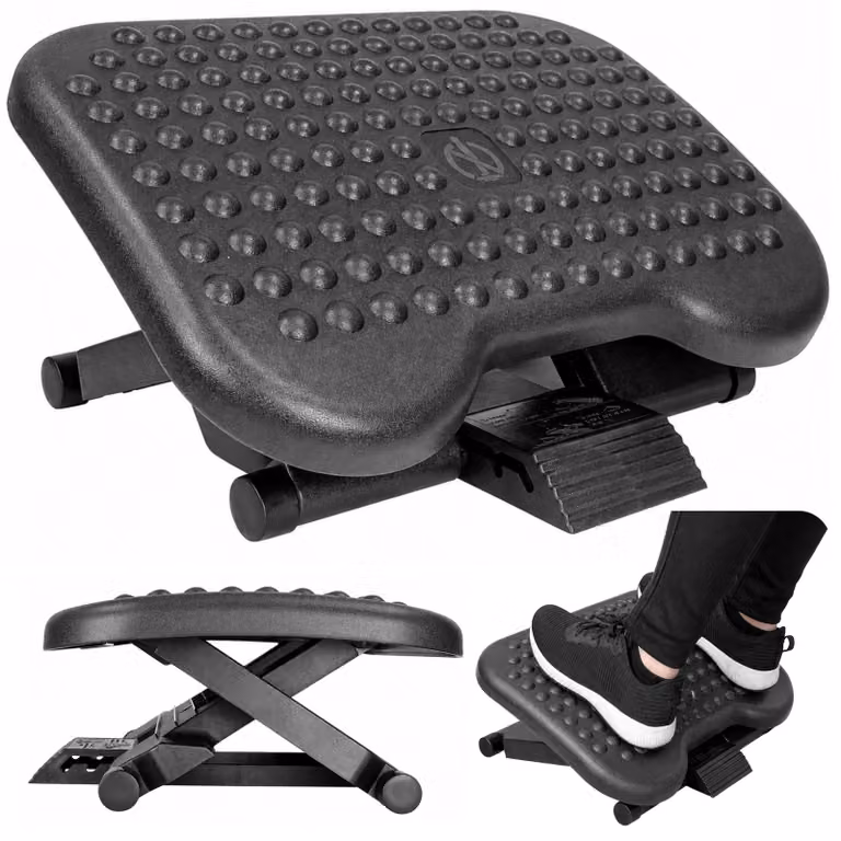 Poggiapiedi da ufficio regolabile per scrivania ergonomica con 3 livelli di sporgenze