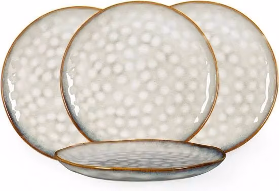 Set da tavola Henten Home composto da 4 piatti in ceramica beige per dessert o colazione, diametro: 28 cm