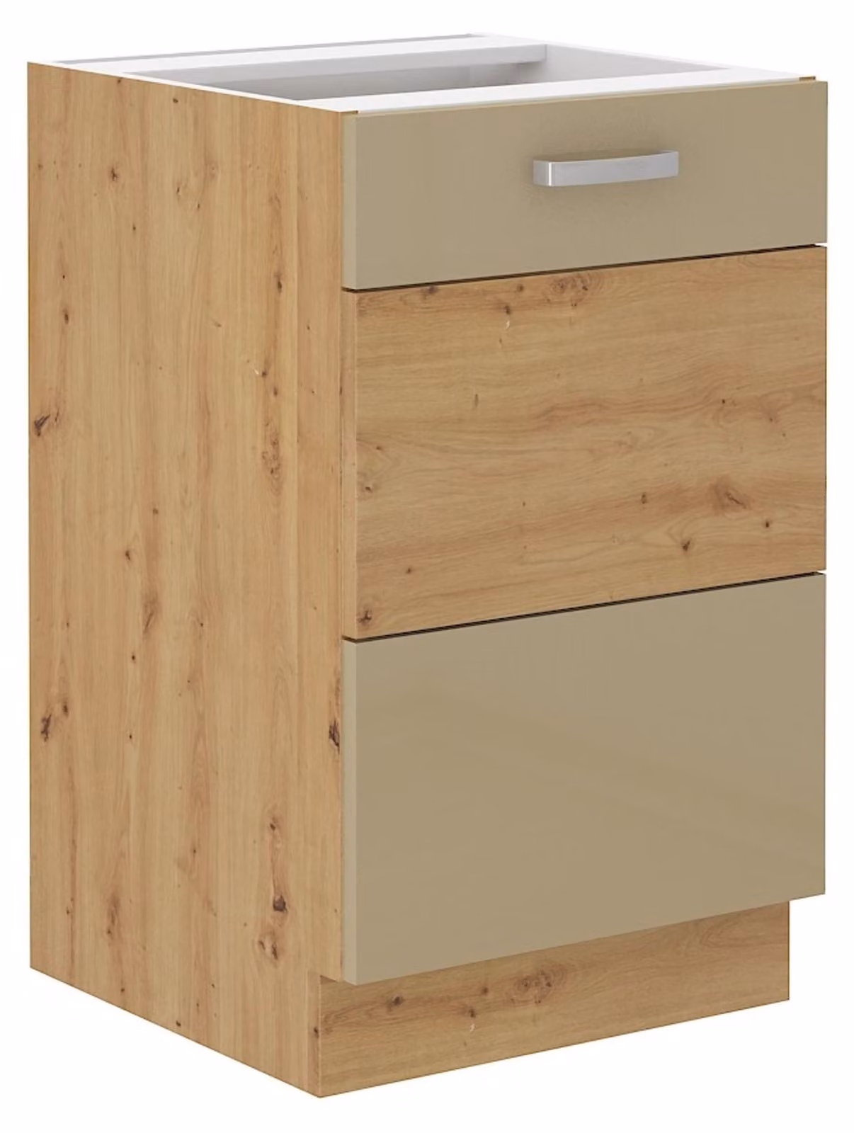 Mobile sotto lavello 50 cm in rovere Artisan Cappuccino lucido, cucina a incasso, blocco cucina