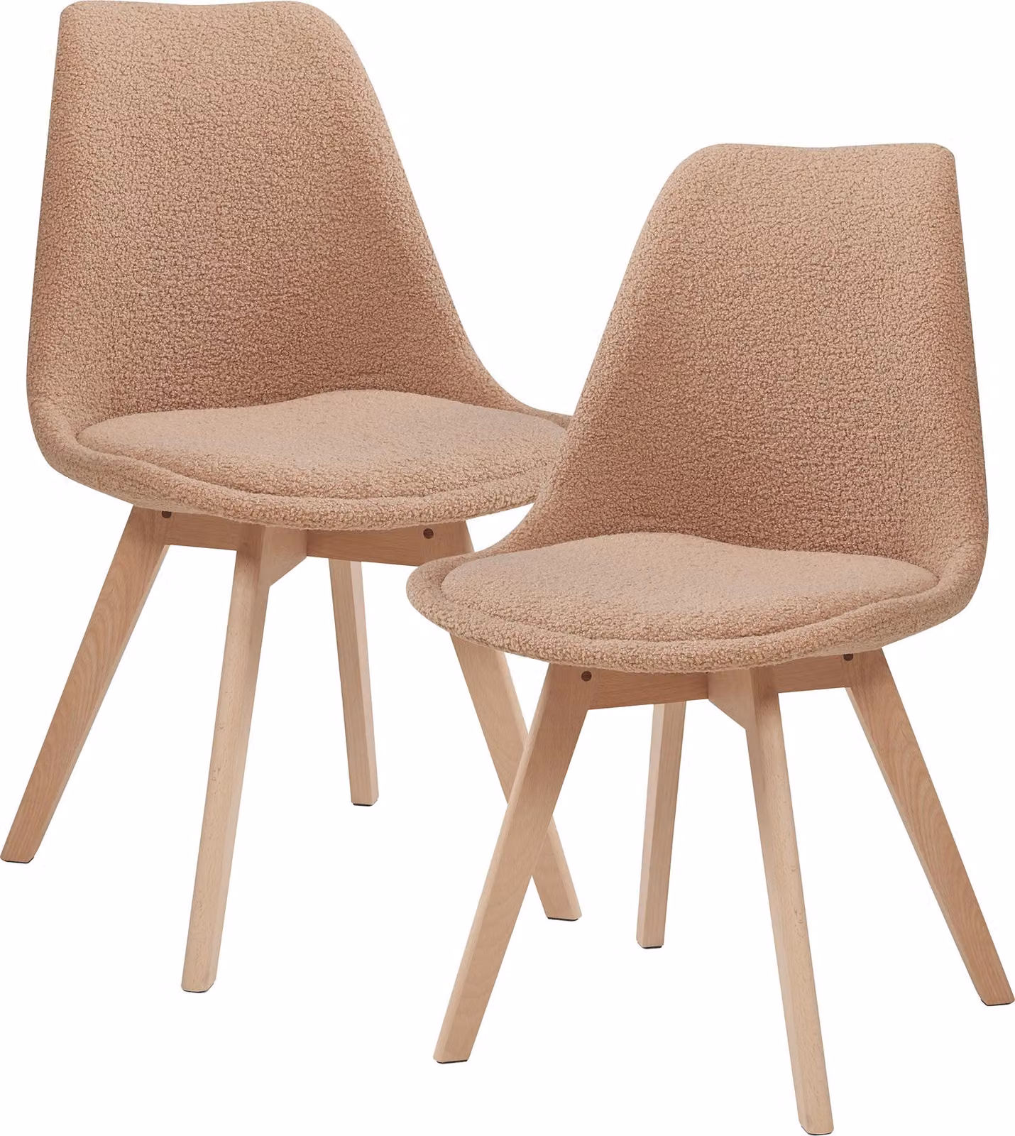 Sedia da pranzo 'Fläten' set di 2 sedie imbottite bouclé taupe