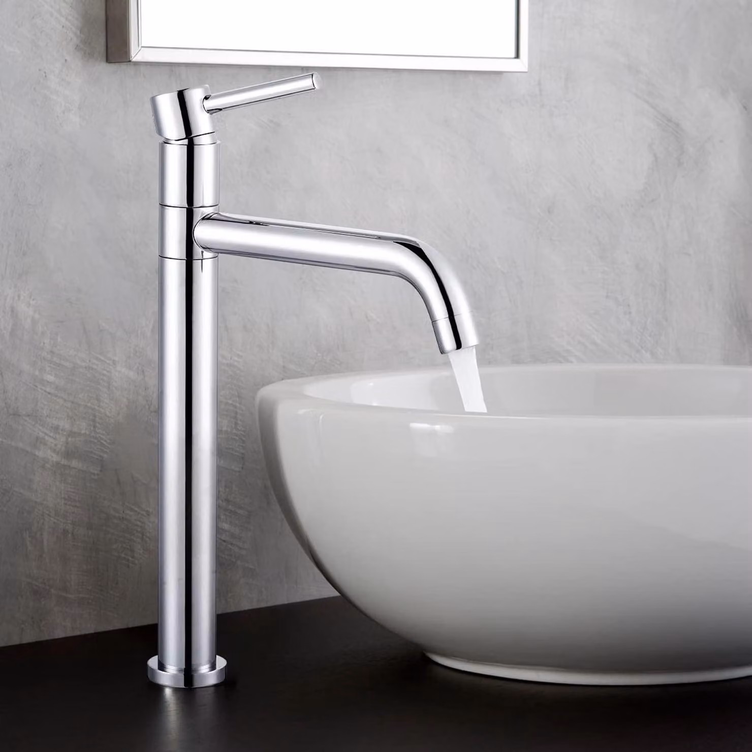 Rubinetto da bagno, finitura cromata, ottone, 32,8 cm, girevole a 360°