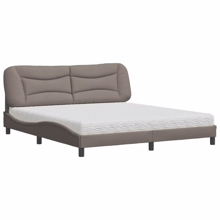 Letto con Materasso Hvar Tortora 180x200 cm in Tessuto