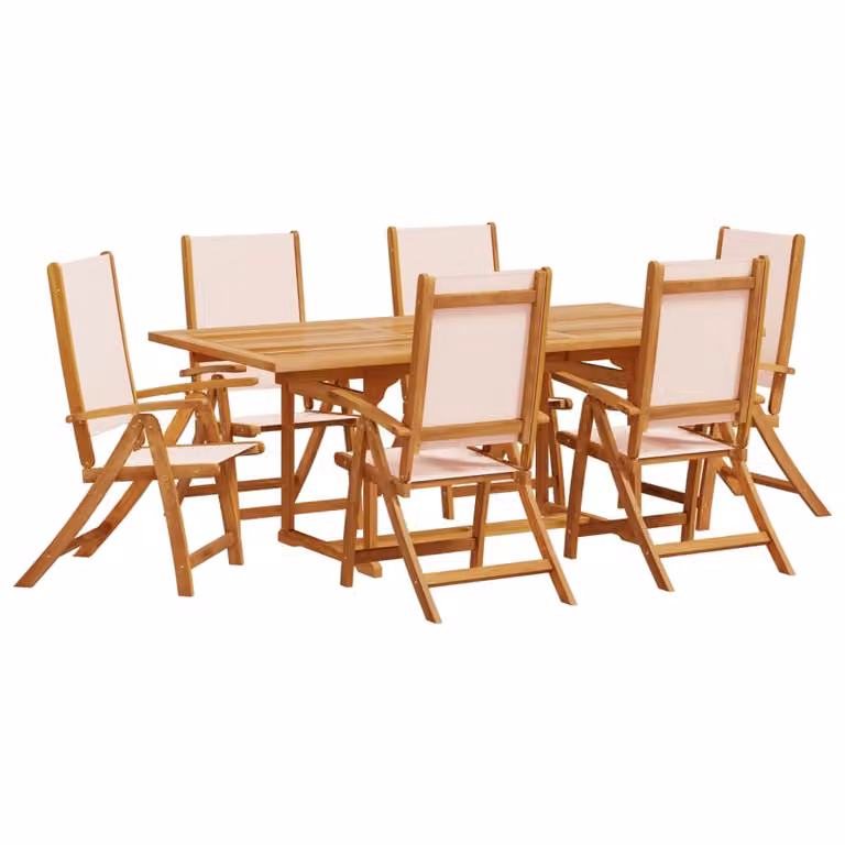 Set Pranzo da Giardino 7pz Legno Massello di Acacia e Textilene
