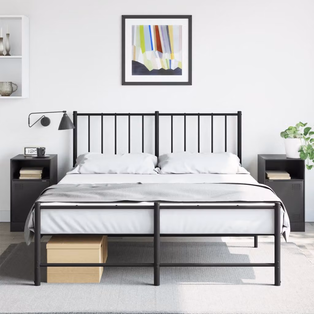 Set di 2 comodini vidaXL neri in metallo da appendere al muro, design moderno, L 34,5 cm x P 39 cm x H 62 cm