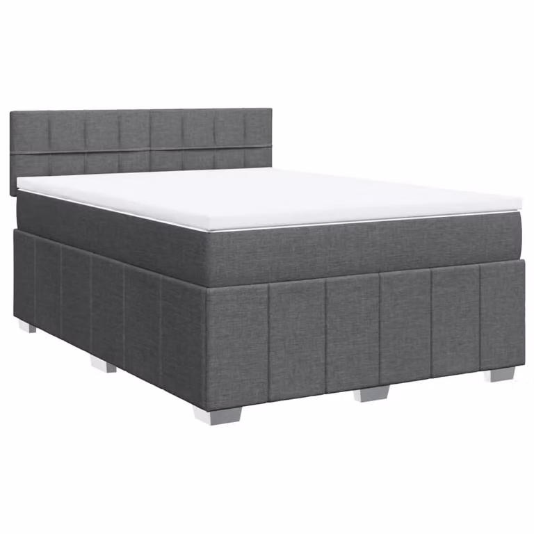 Giroletto a Molle con Materasso Grigio Scuro 140x190 cm Tessuto