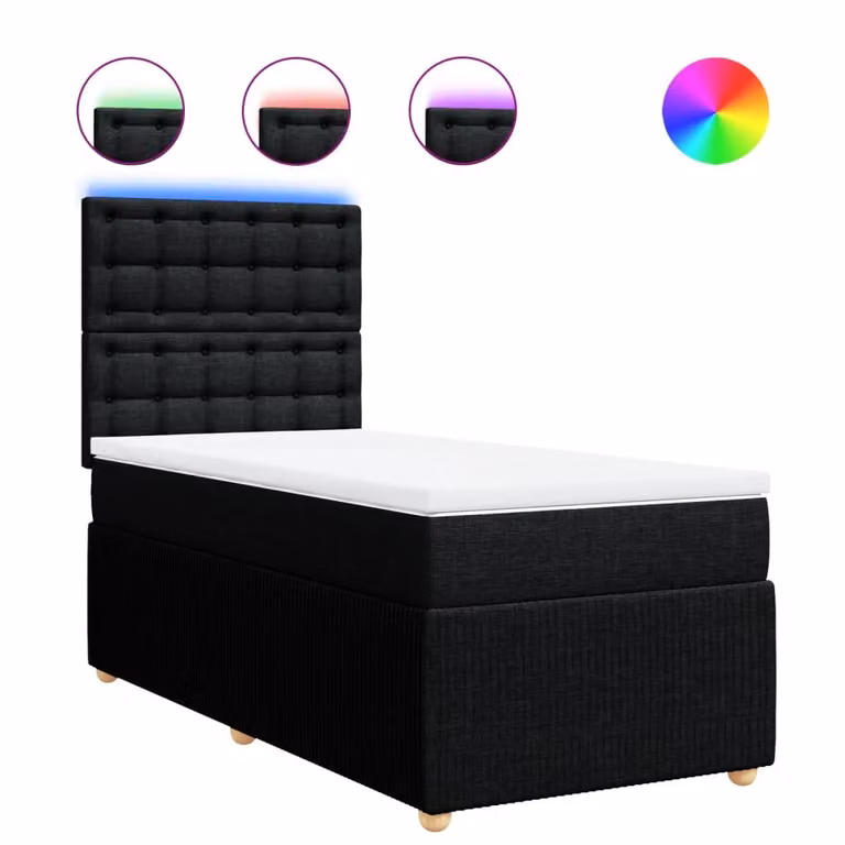 Giroletto a Molle con Materasso Nero 100x200 cm in Tessuto