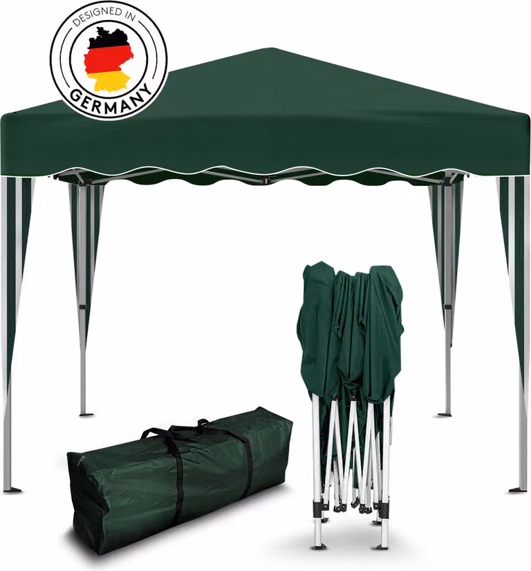 Gazebo pieghevole Kronenburg 3x3 m - Impermeabile, protezione UV 50+, senza pareti laterali, verde