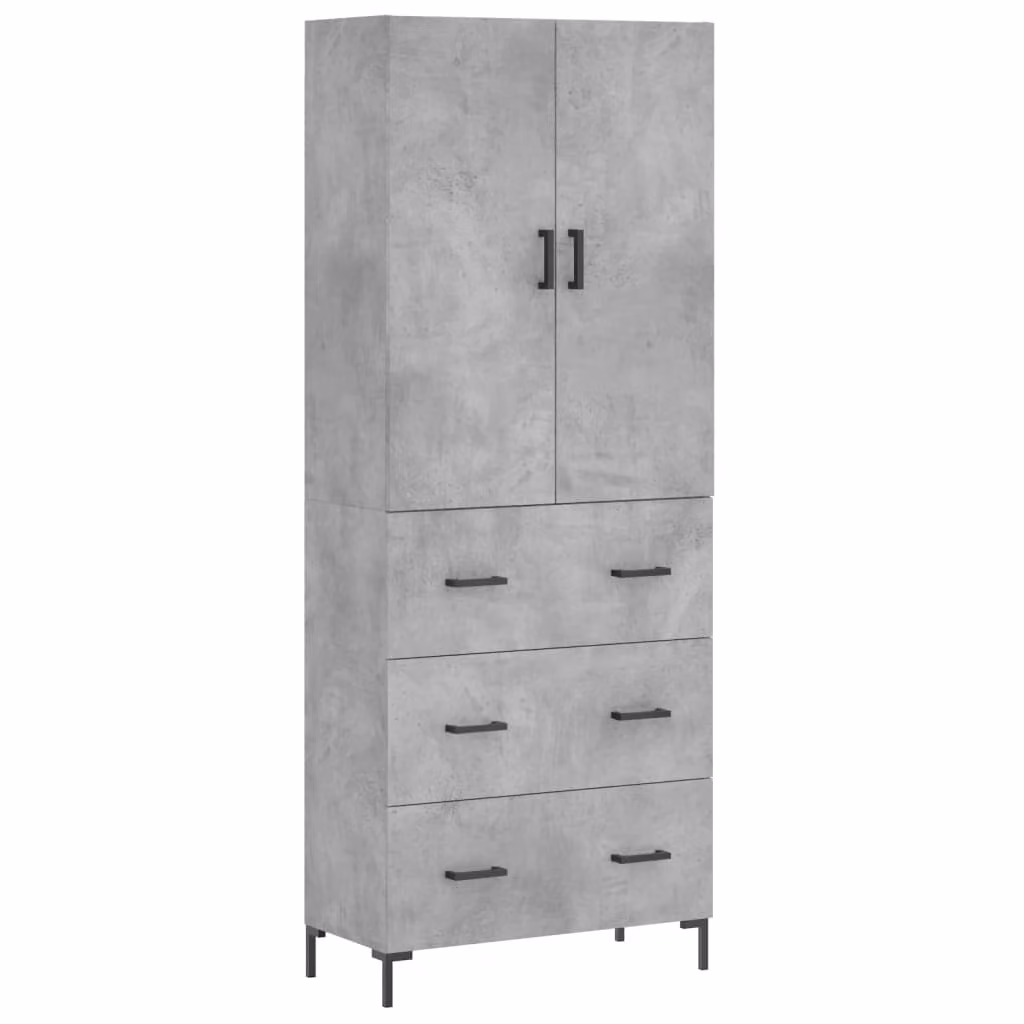 Credenza Grigio Cemento 69,5x34x180 cm in Legno Multistrato