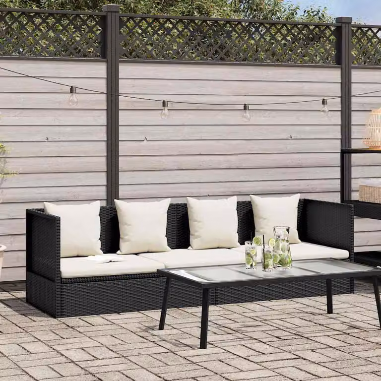vidaXL Lettino da Giardino Moderno in Polyrattan e Metallo con Cuscini e Poggiatesta Regolabile, Nero o Bianco