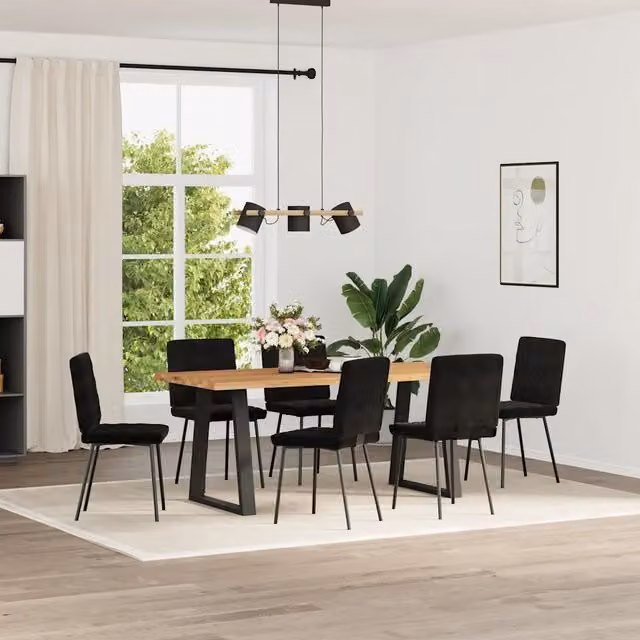 Sedie da Pranzo 6 pz Nere in Velluto 3315479