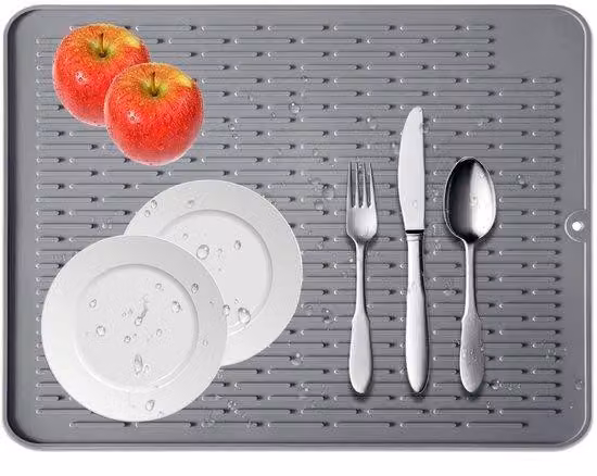 Tappetino in silicone per asciugatura, 45 x 40 cm, resistente al calore, antiscivolo, morbido e durevole