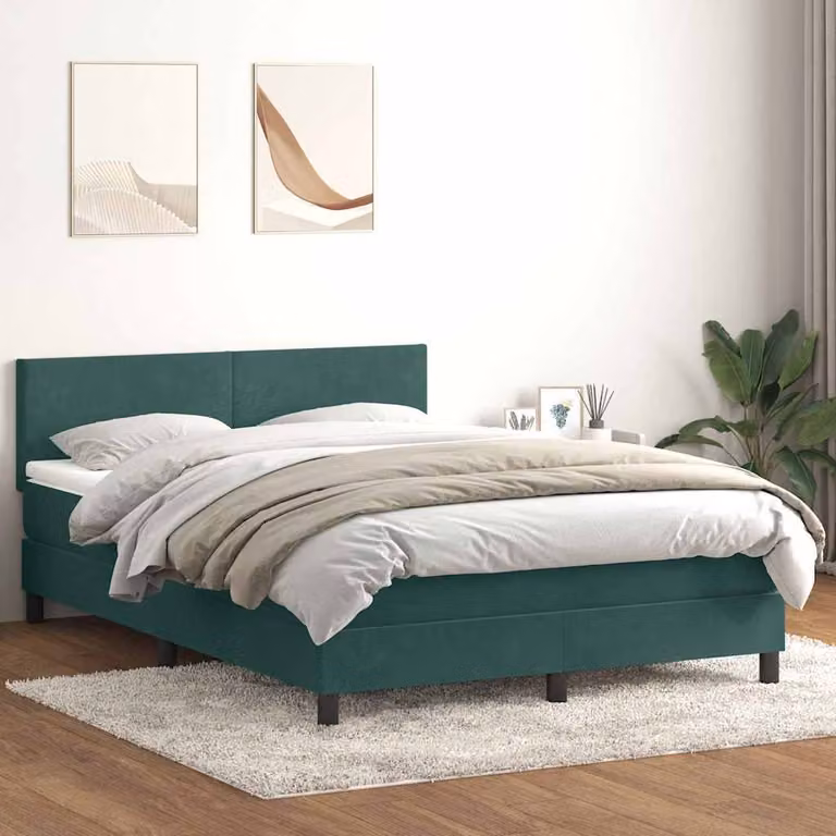 Maison Exclusive - Giroletto a Molle con Materasso Verde Scuro 160x220 cm Velluto