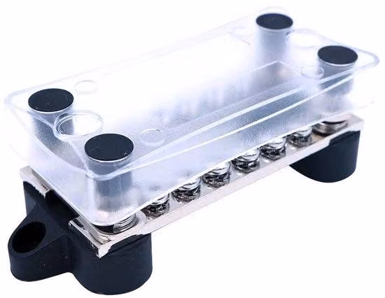 Blocco di distribuzione con 4 viti e 12 viti M6/M4 - da 12 V a 48 V CC - 100 A