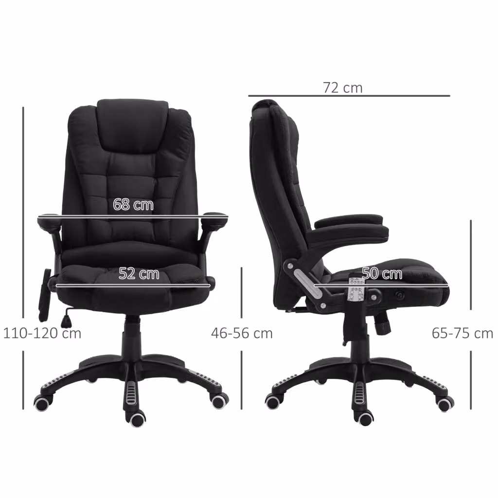 Sedia da ufficio ergonomica WISHDOR con massaggio, riscaldamento e poggiatesta, girevole 360°, regolabile in altezza, nera – 2